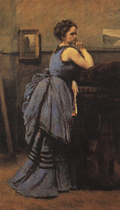  Jean Baptiste Camille  Corot Woman in Blue China oil painting art